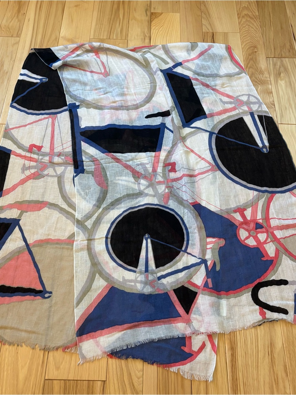 Kinross Cashmere Patterned Linen Silk Cashmere Blend Scarf